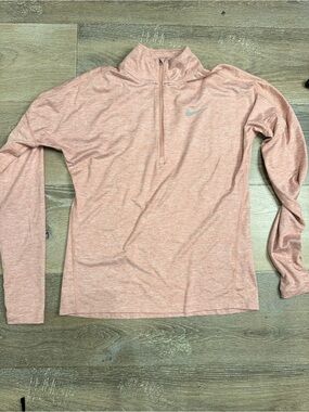 Nike Women’s Heathered Blush Pink Half-Zip Long Sleeve Top CB1167
